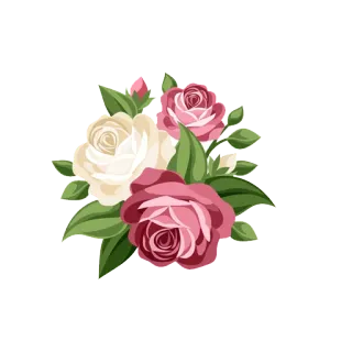 😃 fiori, rose, bouquet, floreale, natura, rosa, bianco, verde telegram sticker