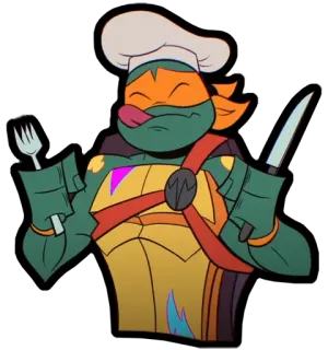 🍽 Michelangelo ไมเคิลแองเจโล, TMNT, นินจาเต่า, เชฟ, ตัวการ์ตูน telegram sticker