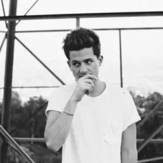 ✨ Charlie Puth Sänger, Musiker, Promi, Porträt, Schwarzweiß whatsapp sticker