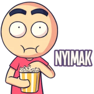 🌝 NYIMAK popcorn, watching, cartoon, snack, food, animated telegram sticker
