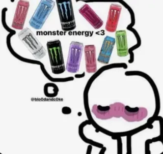 🤤 monster energy <3 monster energy, energy drink, stick figure, dream, drink, soda telegram sticker