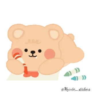 🐻 niedźwiedź, kredka, słodki, kawaii, rysunek, kreskówka, sztuka telegram sticker