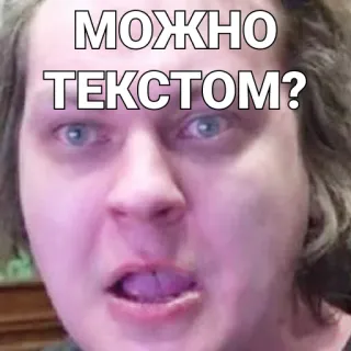 😫 МОЖНО ТЕКСТОМ? Meme, Russisch, Text, Frage telegram sticker