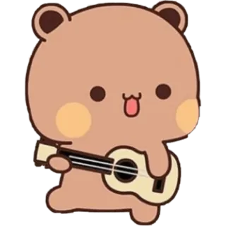 🎸 น่ารัก, หมี, กีตาร์, การ์ตูน, สัตว์ telegram sticker
