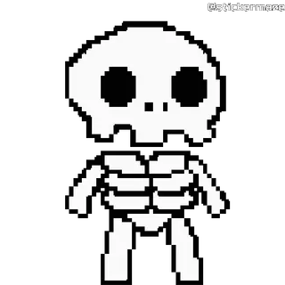 ☠️ skelet, pixel art, schedel, botten, sticker telegram sticker