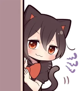 😏 anime, cat, cute, cartoon, chibi, manga telegram sticker