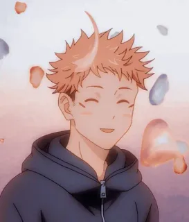 🕸 Yuji Itadori Jujutsu Kaisen anime, Yuji Itadori, Jujutsu Kaisen, anime boy, smiling telegram sticker