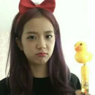 🐤 mulher, laço vermelho, pato, tiara, bonito, selfie whatsapp sticker