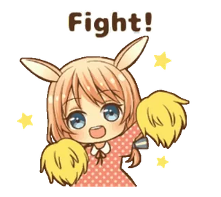 👏 Fight! Anime, Líder de torcida, Incentivo, Luta, Fofo, Brilho whatsapp sticker