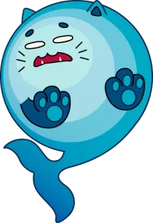 😖 Katze, Cartoon, Sticker, Tier, Blau, Süß telegram sticker