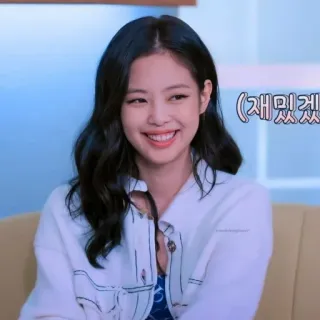 🌷 Jennie 재밌겠다 kpop, frau, lächeln, porträt, asiatisch, fröhlich, glücklich whatsapp sticker