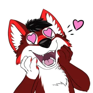 😍 퍼리, 여우, 사랑, 하트 눈, 애정 telegram sticker