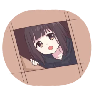 😧 Аниме девушка, Коробка, Милый, Мультфильм, Персонаж telegram sticker