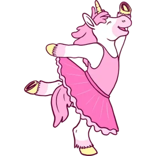 🤨 licorne, ballet, danse, rose, tutu, fantaisie, animal, mignon telegram sticker
