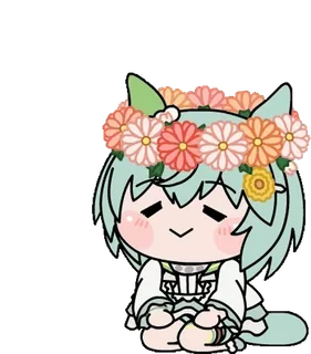 😊 catgirl, cute, flower crown, anime, manga, kawaii whatsapp sticker