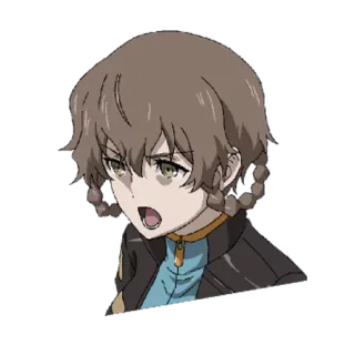 😡 Suzuha Amane Steins;Gate аниме, персонаж, в шоке, каштановые волосы telegram sticker