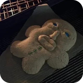😭 gingerbread man, cookie, rude, middle finger, food, baked telegram sticker