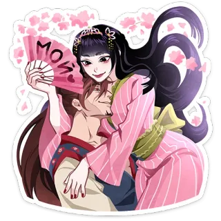 ⭐ MOM 女人, 粉丝, 男人, 樱花, 和服, 爱意, 情侣 whatsapp sticker