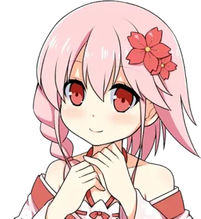 🙂 anime, garota, cabelo rosa, flor, fofa, kawaii whatsapp sticker