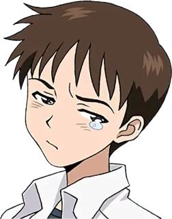 😒 Shinji Ikari Neon Genesis Evangelion anime, sedih, anak laki-laki, remaja, Evangelion telegram sticker