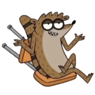 😏 Rigby Regular Show kreskówka, zwierzę, Rigby, Zwyczajny serial, siedzący telegram sticker
