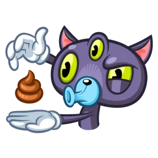 💩 mèo, hoạt hình, động vật, mắt, cứt telegram sticker