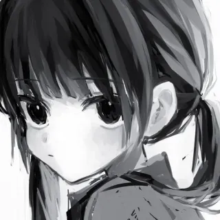 🕸️ 动漫, 女孩, 漫画, 黑白, 肖像 whatsapp sticker
