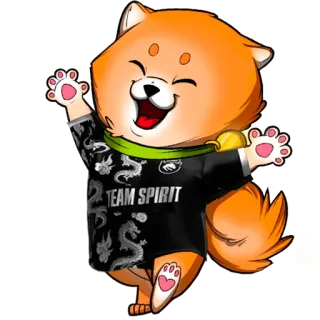 🥳 TEAM SPIRIT собака, сиба ину, командный дух, киберспорт, игры, милый telegram sticker