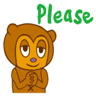 🙃 Please Cartoon, Tier, Bitte, Bettelnd, Süß, Grüner Text whatsapp sticker