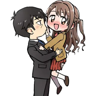 ❤️ Anime, Desenho animado, Casal, Romance, Fofo, Kawaii whatsapp sticker