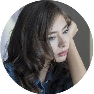 😞 retrato, mujer, chica, pensativa, triste telegram sticker