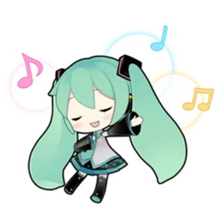 🎶 Hatsune Miku Anime, Chibi, Vocaloid, Mono, Música, Hatsune Miku telegram sticker