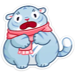 😧 แมว, สัตว์, น่ารัก, ผ้าพันคอ, สีฟ้า telegram sticker