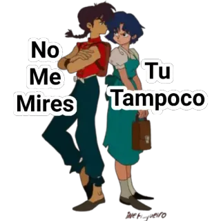 🙂 No Me Mires Tu Tampoco anime, cartoon, couple, spanish telegram sticker