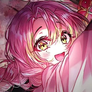 🥰 Mitsuri Kanroji Demon Slayer 애니메이션, 귀멸의 칼날, 칸로지 미츠리, 사랑의 기둥, 귀여운, 분홍색 whatsapp sticker