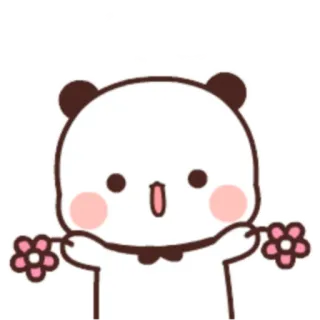 🌺 การ์ตูน, แพนด้า, น่ารัก, ดอกไม้, มีความสุข, คาวาอิ telegram sticker