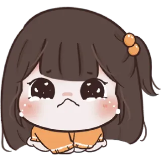 🤪 chorando, triste, desenho animado, menina, lágrimas, emocional, kawaii telegram sticker