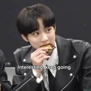 🤨 Interesting, keep going.. manger, sandwich, intéressant, continue, personne, veste telegram sticker