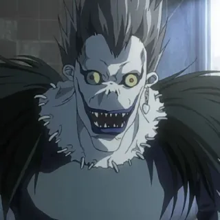 🍎 Ryuk Death Note Anime, Ceifador, Shinigami, Death Note, Personagem telegram sticker