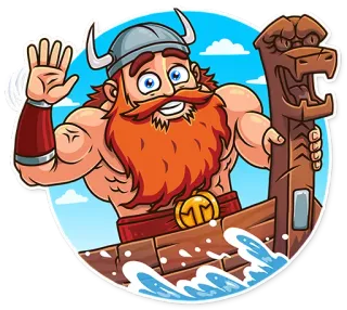 👋 Viking, Cartoon, Personage, Boot, Zee, Groet telegram sticker