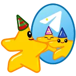 🎉 별, 파티, 축하, 생일, 모자, 귀여운 telegram sticker