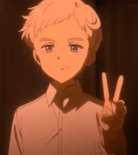 💠 Norman The Promised Neverland anime, manga, Norman, The Promised Neverland, peace sign telegram sticker