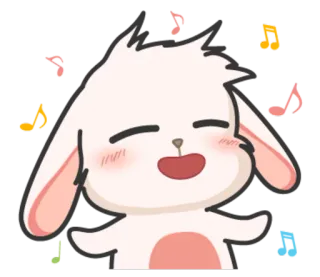 🎶 thỏ, dễ thương, vui vẻ, âm nhạc, hoạt hình, động vật, lễ kỷ niệm telegram sticker