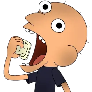 🥱 Clarence cartoon, animated, eating, character whatsapp sticker