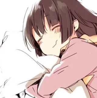 😪 anime, ragazza, dormire, cuscino, carina, kawaii telegram sticker