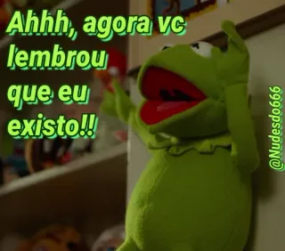 😒 Kermit the Frog Ahhh, agora vc lembrou que eu existo!! Kermit the Frog, meme, puppet, funny, internet meme telegram sticker