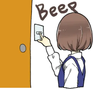 🔔 Beep Timbre, Sonando, Dibujos animados, Botón, Anime, Mujer, Persona telegram sticker