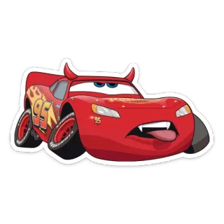 🤪 Lightning McQueen Cars lightning mcqueen, cars, disney, kartun, iblis, tanduk, lidah telegram sticker