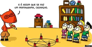 🔱 É ASSIM QUE SE FAZ UM PENTAGRAMA, CRIANÇAS. pentagramme, enfants, rituel, bougies, dessin, occulte, diable, satanique telegram sticker