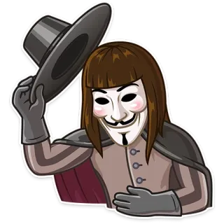 👋 V V for Vendetta anonymous, guy fawkes, mask, movie, character telegram sticker